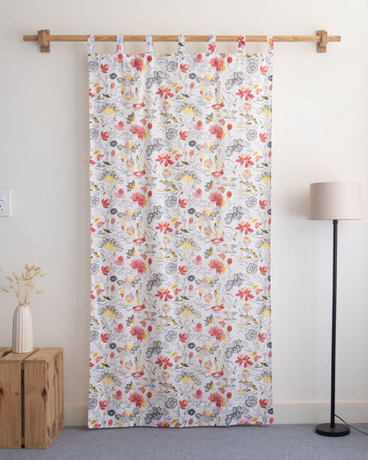 Indian Multicolor Floral Block Printed Cotton Curtain