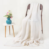  Indian Organic Cotton Cream Knit Throw Blanket