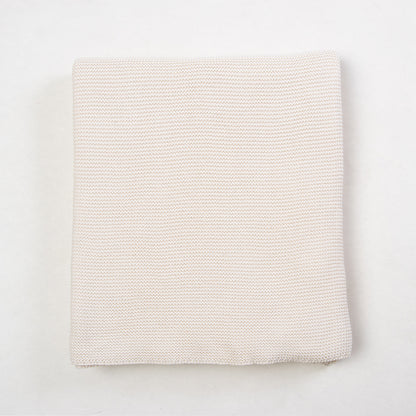  Indian Organic Cotton Cream Knit Throw Blanket