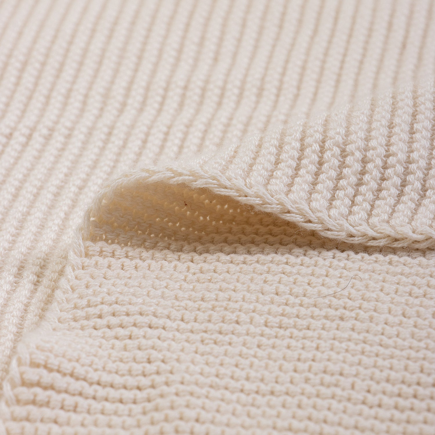  Indian Organic Cotton Cream Knit Throw Blanket