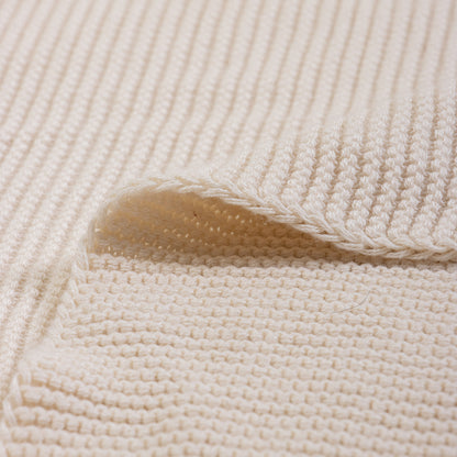  Indian Organic Cotton Cream Knit Throw Blanket