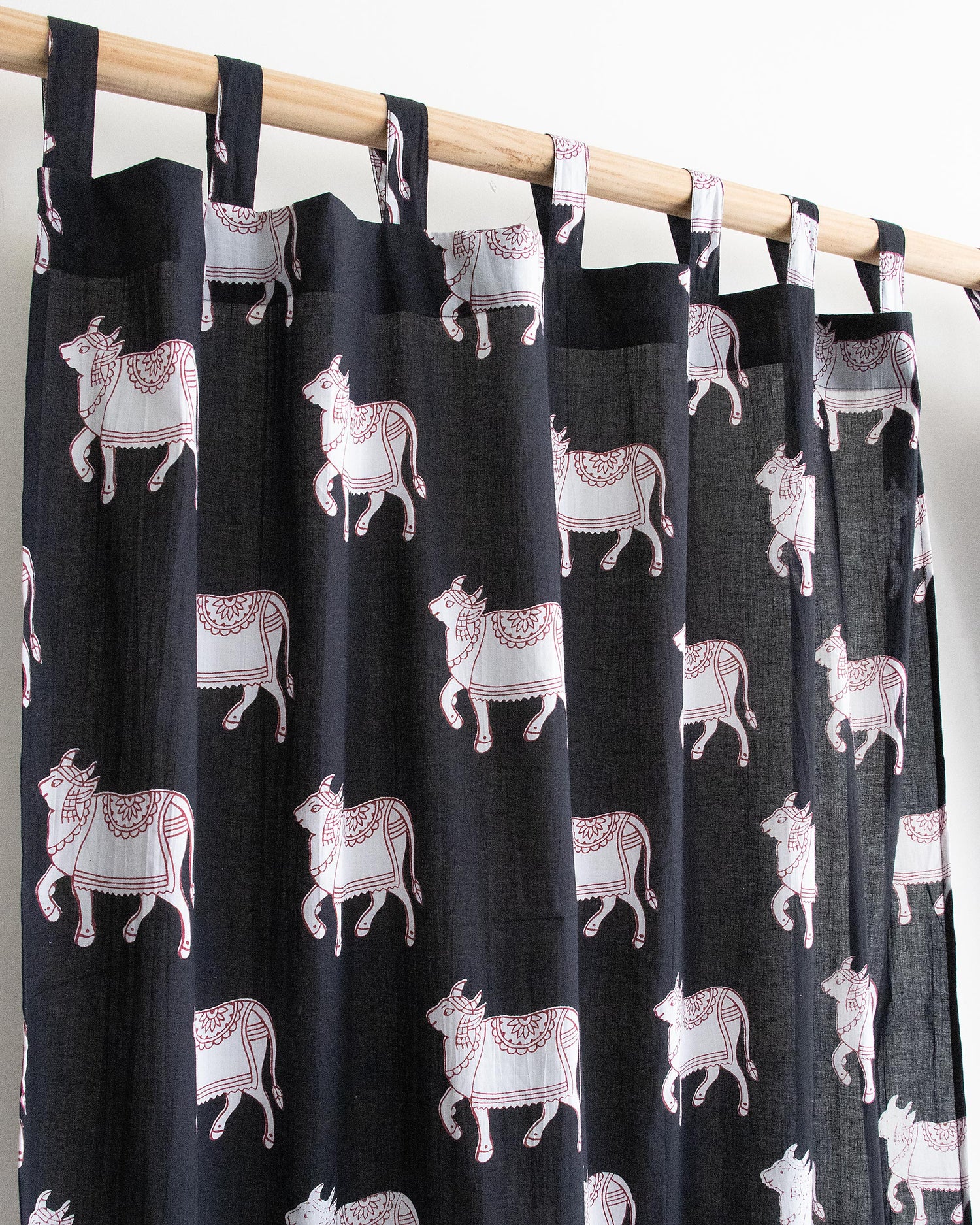 Indian Pichwai Cow Block Printed Cotton Curtains