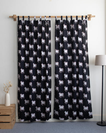 Indian Pichwai Cow Block Printed Cotton Curtains