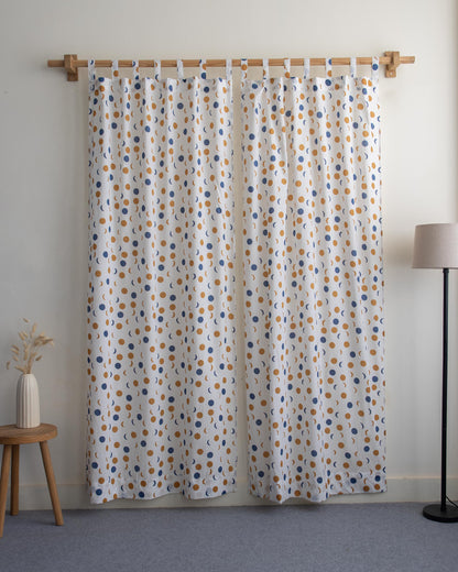 Indian Polka Dots Block Printed Curtains Set for Bedroom
