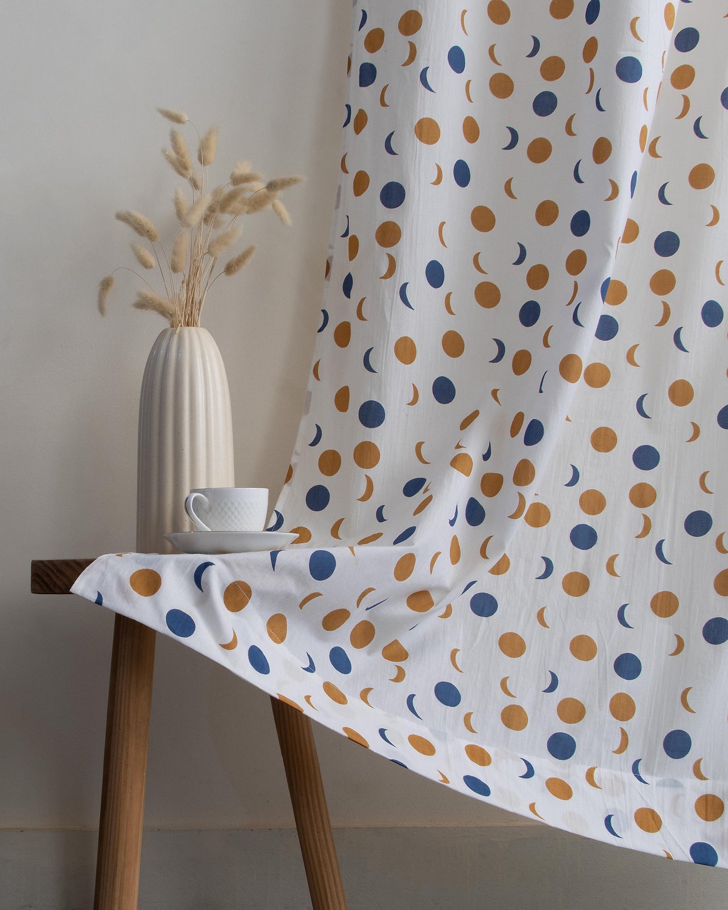 Indian Polka Dots Block Printed Curtains Set for Bedroom