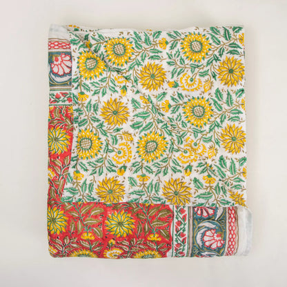 Indian Printed Reversible Organic Cotton Floral Jaipuri Quilt
