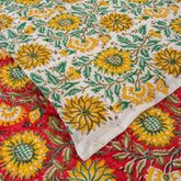 Indian Printed Reversible Organic Cotton Floral Jaipuri Quilt