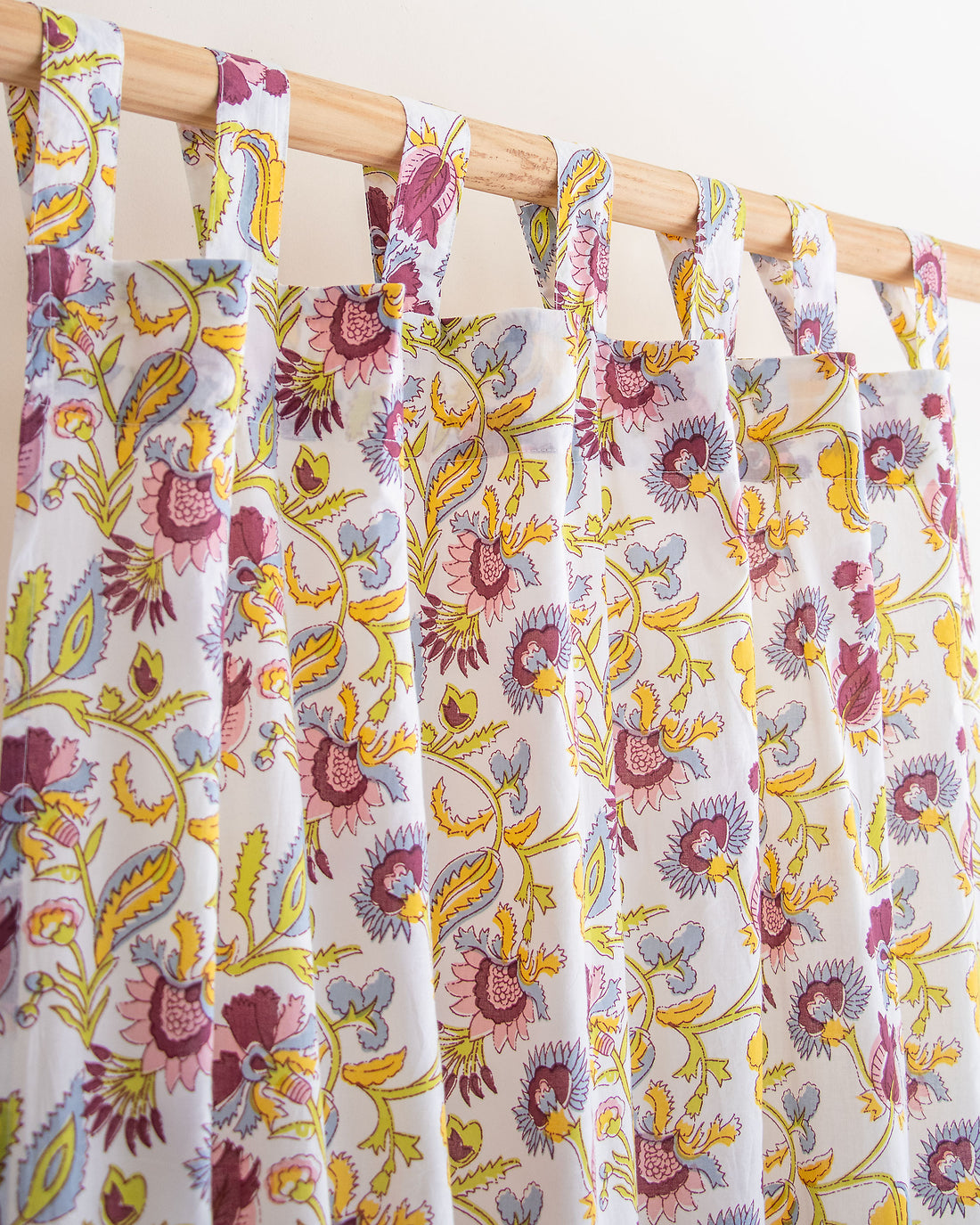 Indian Pure Cotton Floral Block Printed Curtains