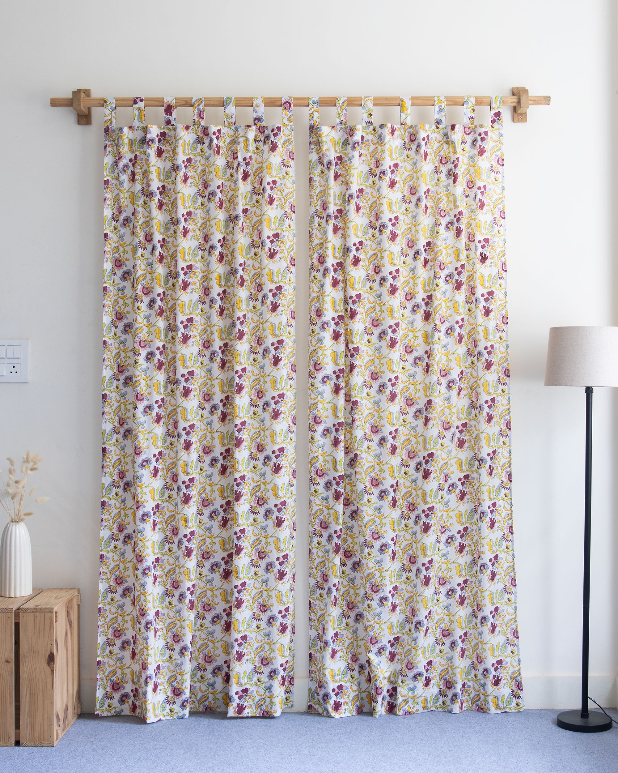 Indian Pure Cotton Floral Block Printed Curtains