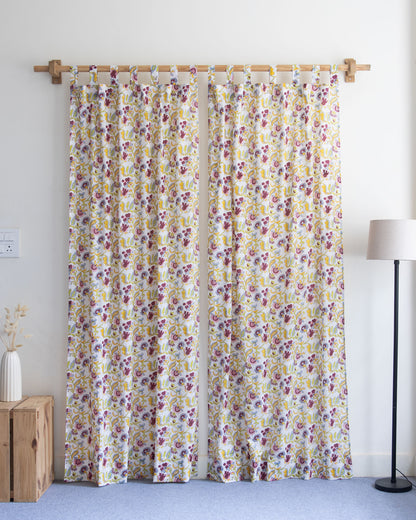 Indian Pure Cotton Floral Block Printed Curtains