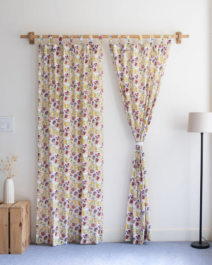 Indian Pure Cotton Floral Block Printed Curtains
