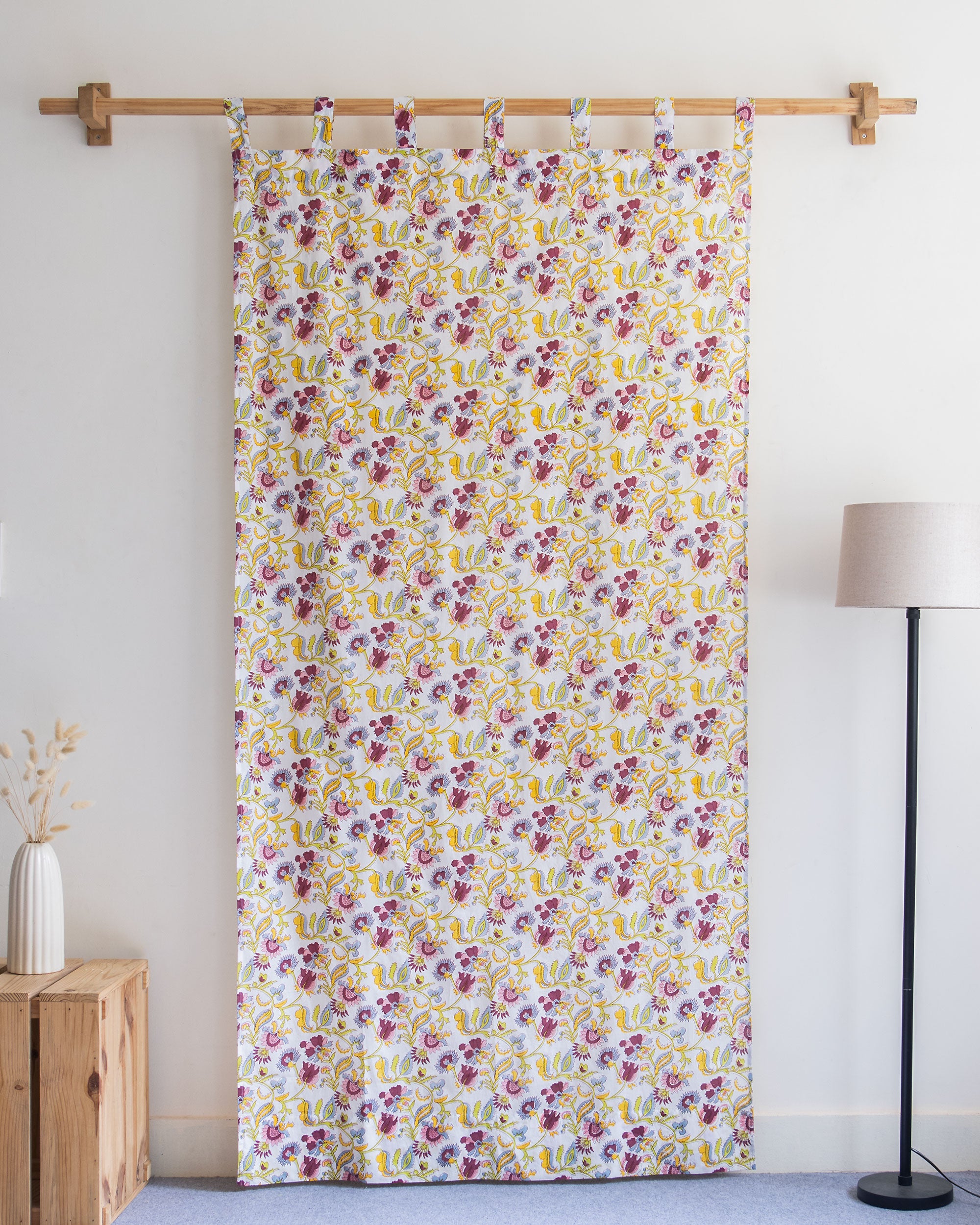 Indian Pure Cotton Floral Block Printed Curtains