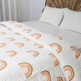 Indian Rainbow Hand Block Printed Cotton Kantha Quilt