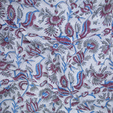 Indian Red Floral Hand Block Print Cotton Fabric
