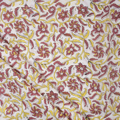 Indian Red Floral Hand Block Print Fabric