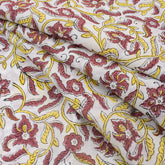 Indian Red Floral Hand Block Print Fabric