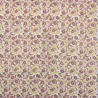 Indian Red Floral Hand Block Print Fabric