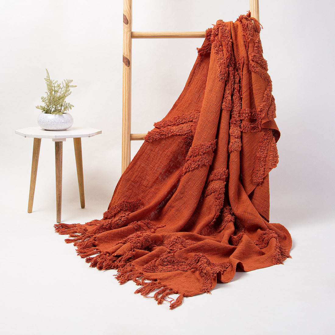 Indian Soild Orange Christmas Organic Throw Blanket