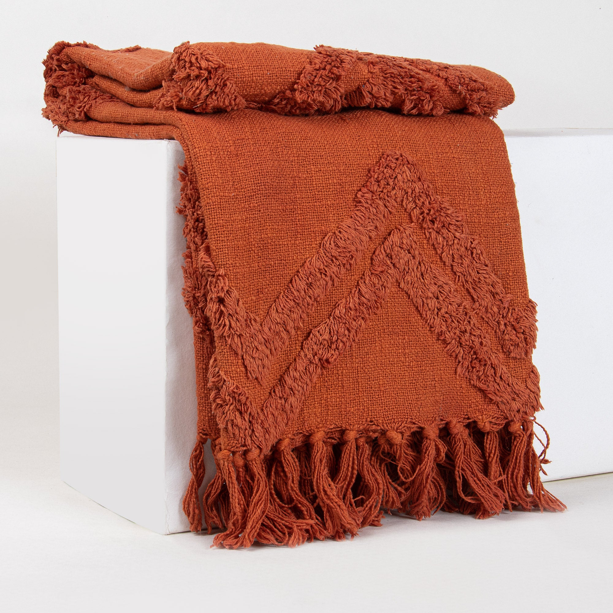 Indian Soild Orange Christmas Organic Throw Blanket