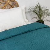 Indian Solid Green Pure Cotton Kantha Quilt Blanket
