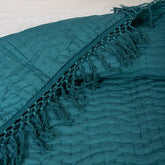 Indian Solid Green Pure Cotton Kantha Quilt Blanket