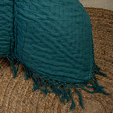 Indian Solid Green Pure Cotton Kantha Quilt Blanket