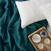 Indian Solid Green Pure Cotton Kantha Quilt Blanket