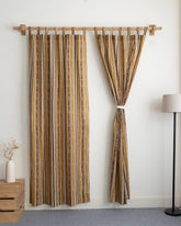 Indian Stripe Block Print Cafe Drapes Curtains