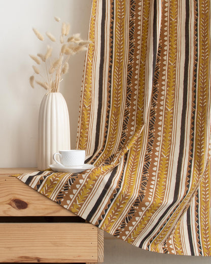 Indian Stripe Block Print Cafe Drapes Curtains