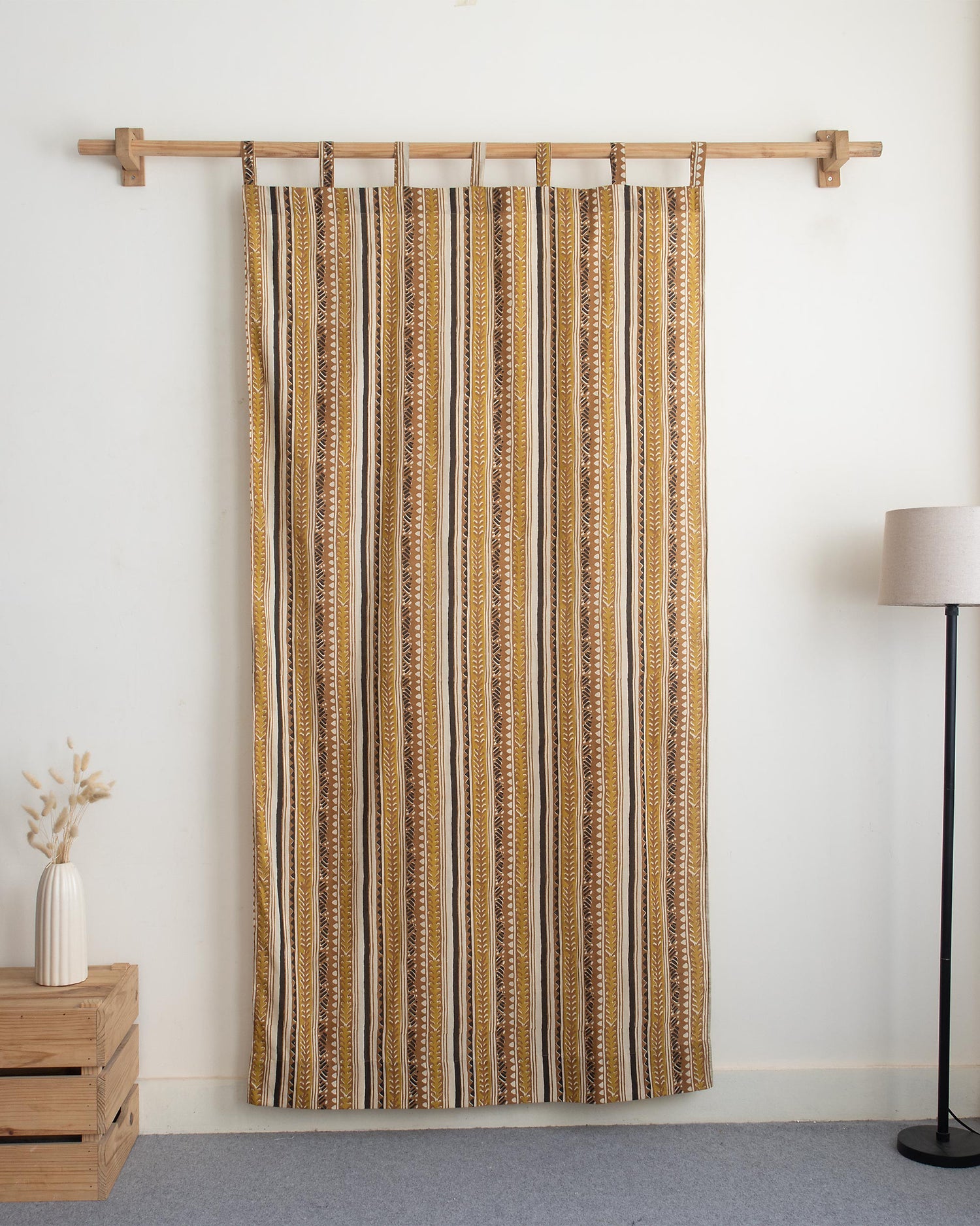 Indian Stripe Block Print Cafe Drapes Curtains