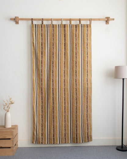 Indian Stripe Block Print Cafe Drapes Curtains