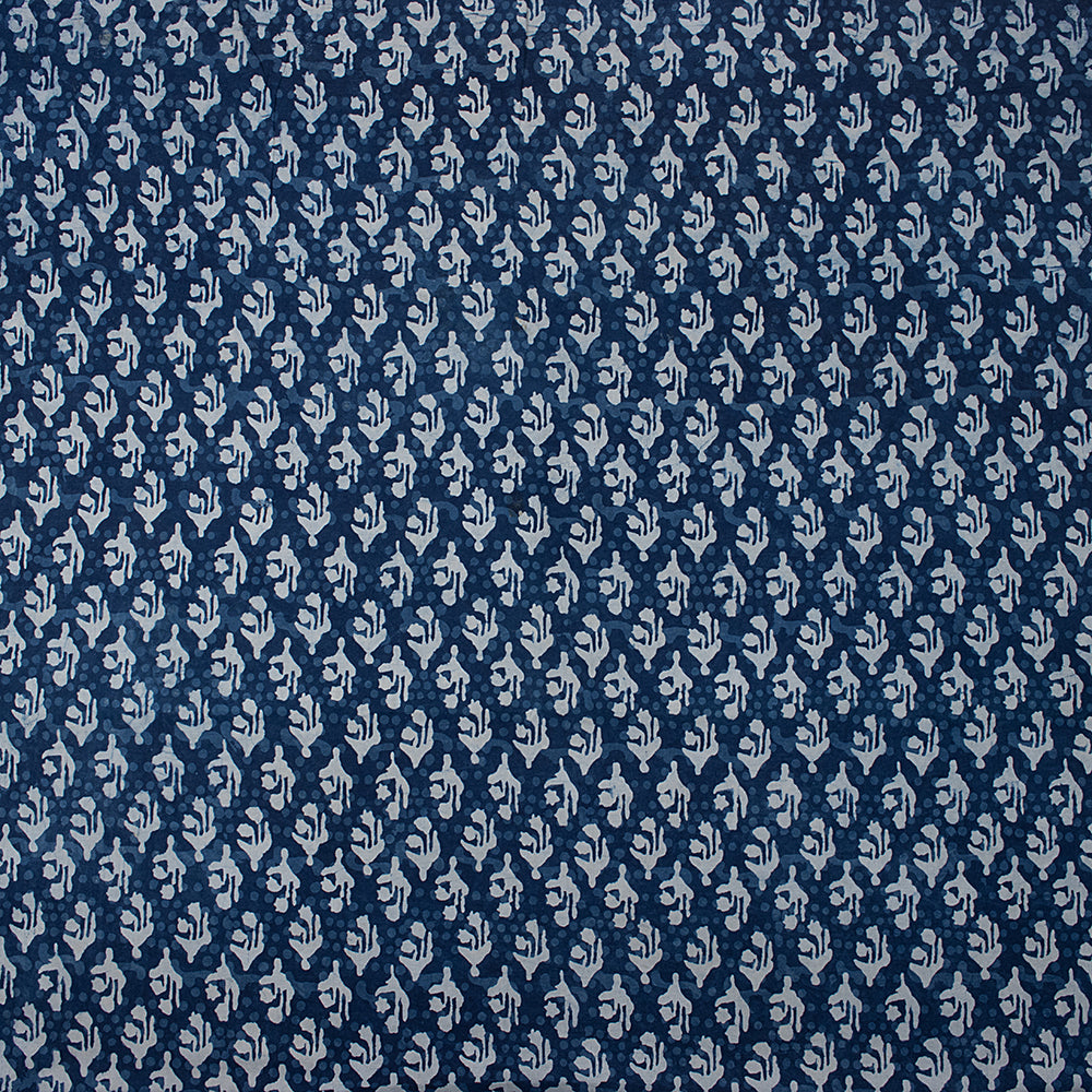 Indigo Abstract Print Organic Natural Cotton Fabric