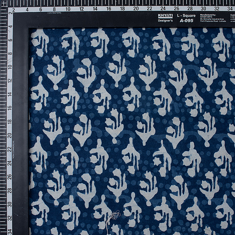 Indigo Abstract Print Organic Natural Cotton Fabric