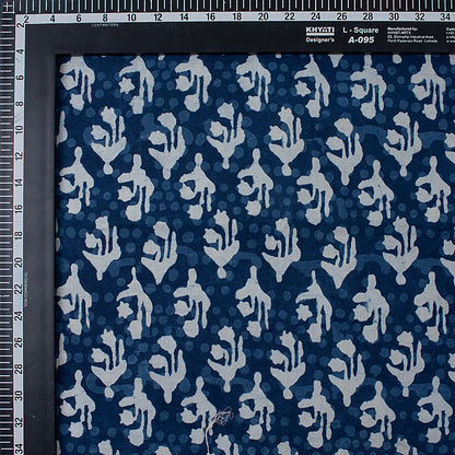 Indigo Abstract Print Organic Natural Cotton Fabric