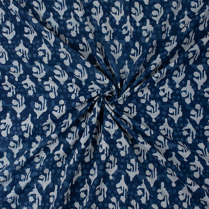 Indigo Abstract Print Organic Natural Cotton Fabric
