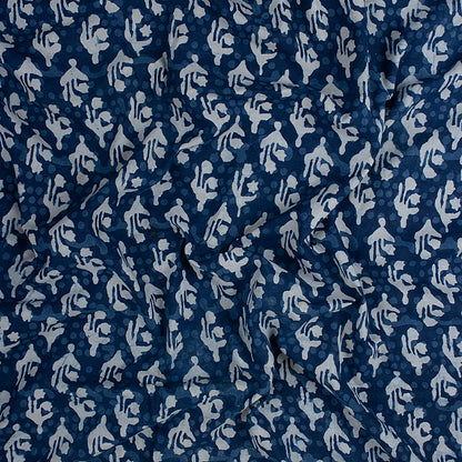 Indigo Abstract Print Organic Natural Cotton Fabric