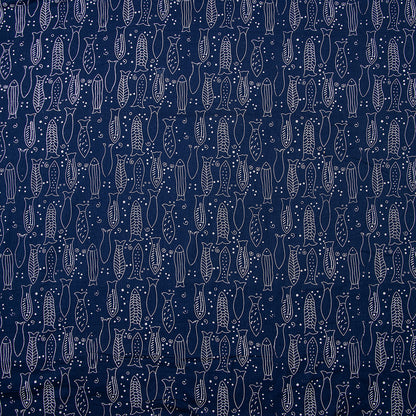  Indigo Animal Hand Block Print Organic Cotton Fabric