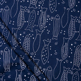  Indigo Animal Hand Block Print Organic Cotton Fabric