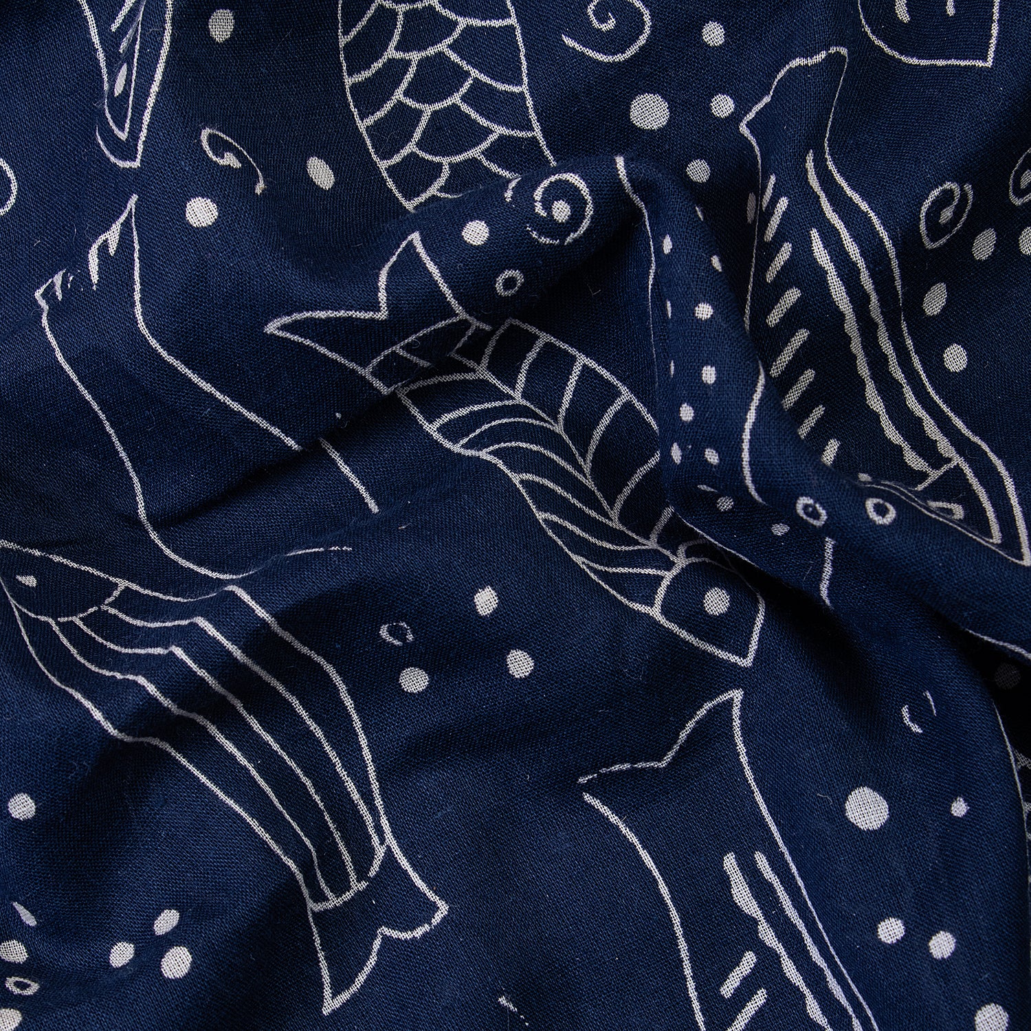  Indigo Animal Hand Block Print Organic Cotton Fabric