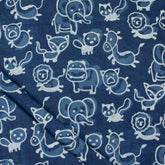 Indigo Animal Printed Cotton Fabric Material