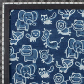 Indigo Animal Printed Cotton Fabric Material