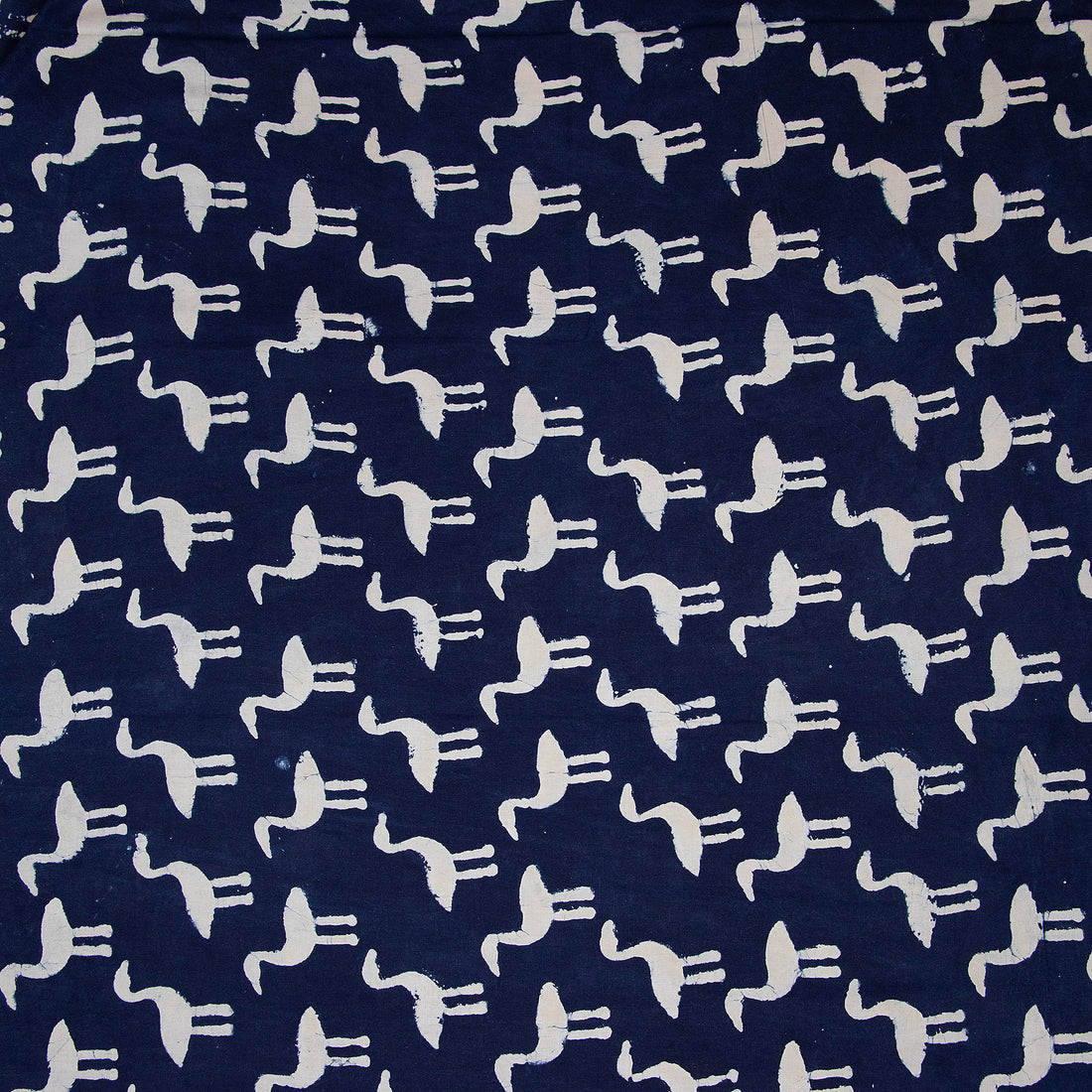 Indigo Bird Printed Organic Natural Cotton Fabric