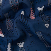 Indigo Blue Animal Hand Block Print Cotton Fabric