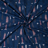Indigo Blue Animal Hand Block Print Cotton Fabric