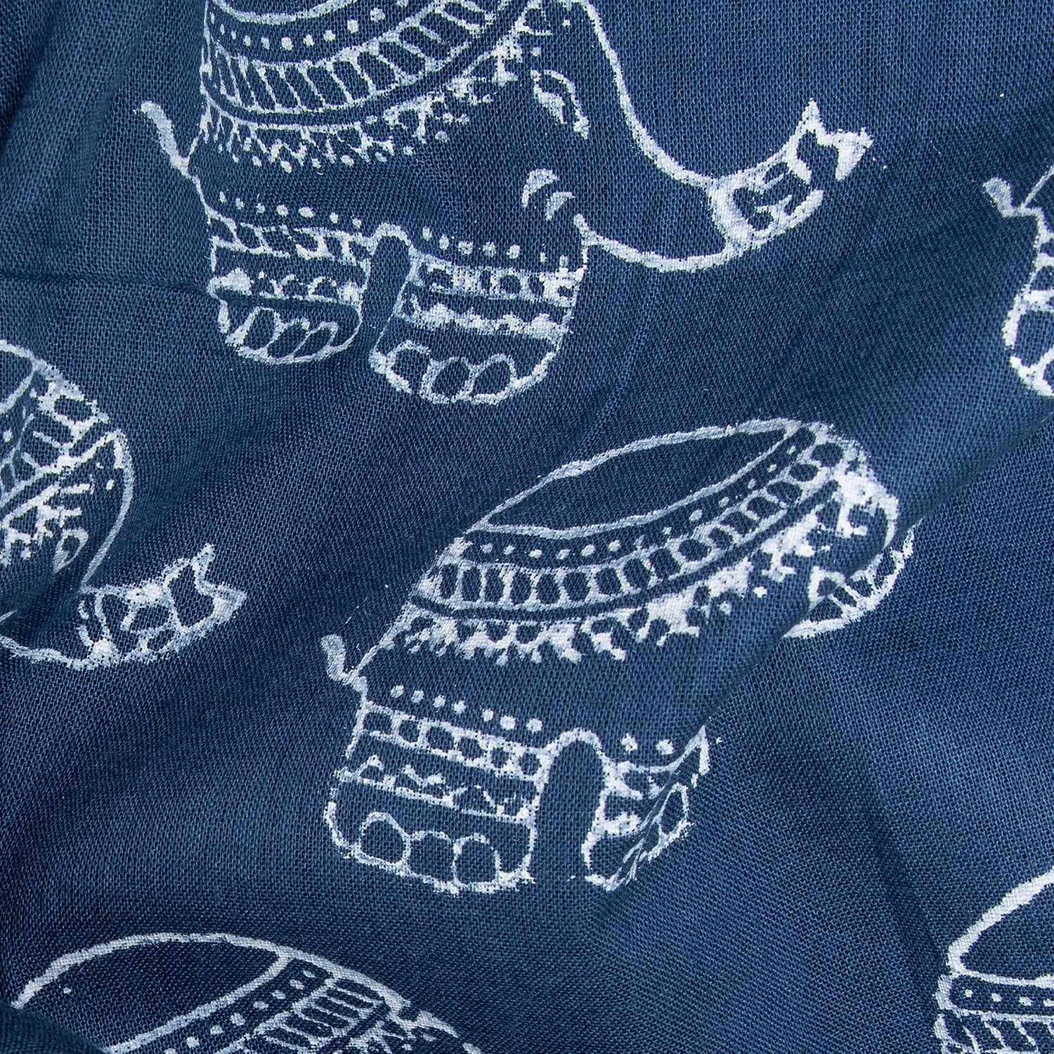 Indigo Blue Animal Hand Block Print Fabric for Kurta