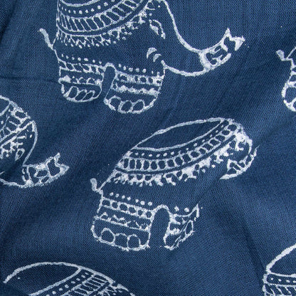 Indigo Blue Animal Hand Block Print Fabric for Kurta