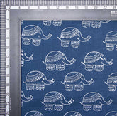 Indigo Blue Animal Hand Block Print Fabric for Kurta