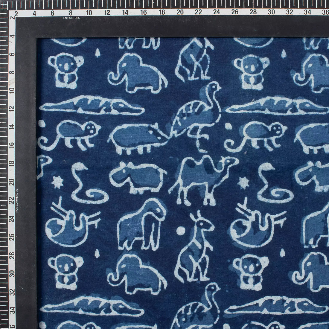 Indigo Blue Animal Printed Cotton Fabric By the Yard