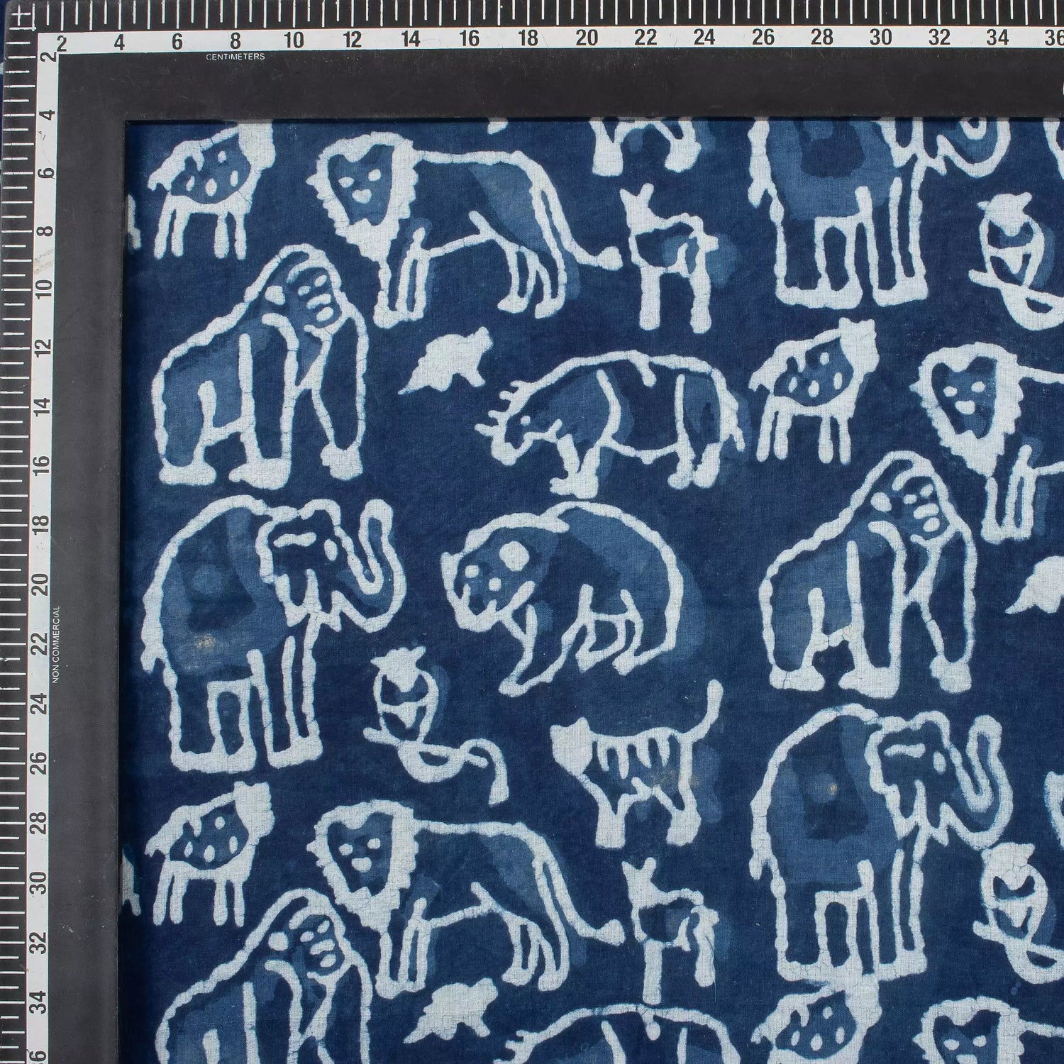 Indigo Blue Block Print Wildlife Pattern Cotton Fabric