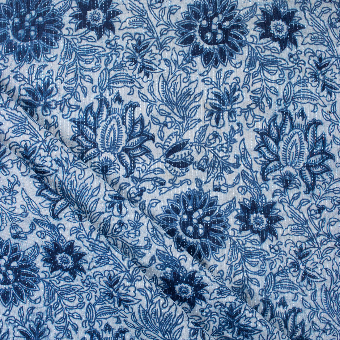 Indigo Blue Cotton Cloth Soft Kantha Fabric